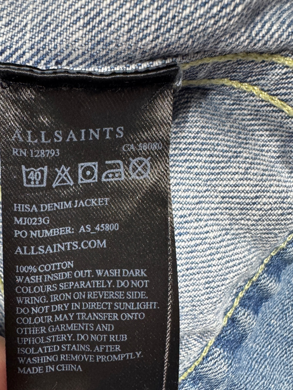 All Saints Men’s 100% Cotton Distressed Denim Blue Jean Button Jacket Size M - Picture 17 of 17